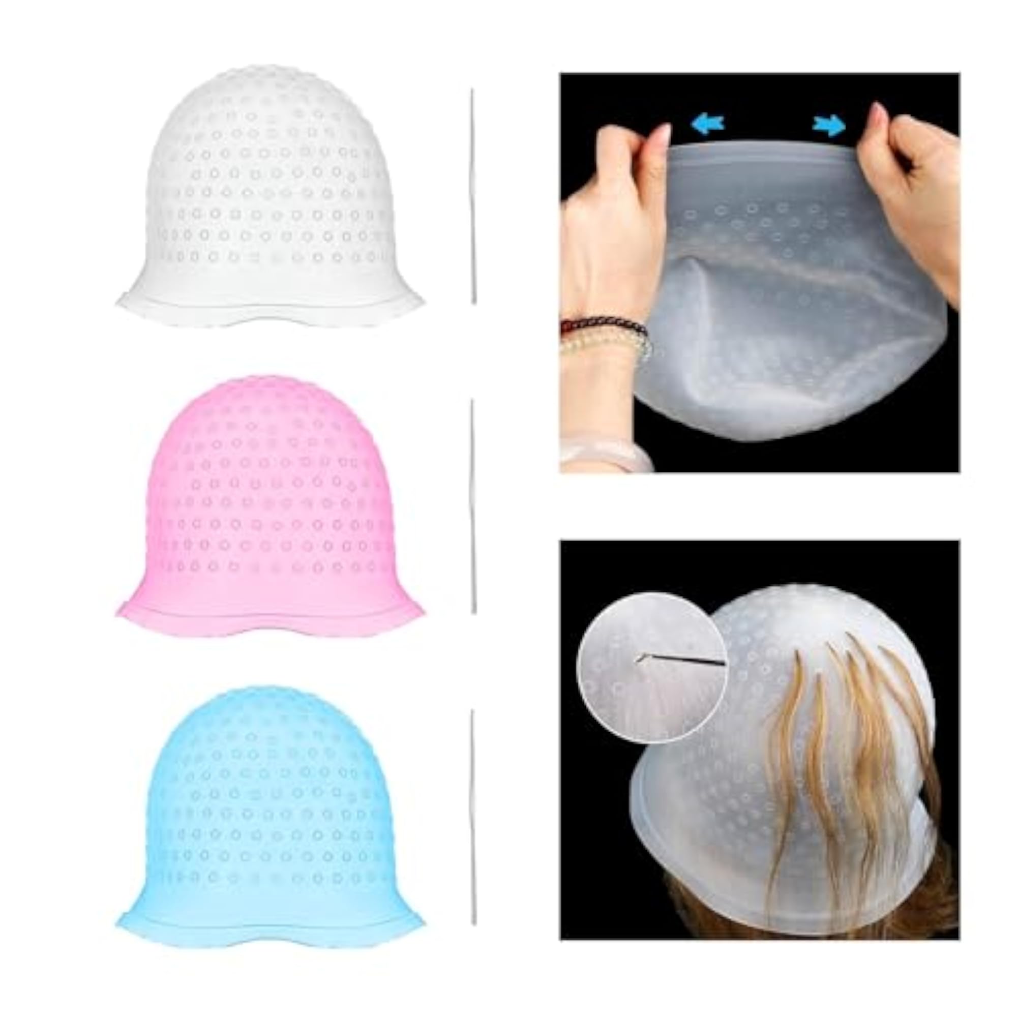 Hair Coloring Highlighting Cap with Metal Hook