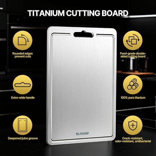 Image of 3-Piece Titanium Cutting Board Set with Juice Groove for Kitchen