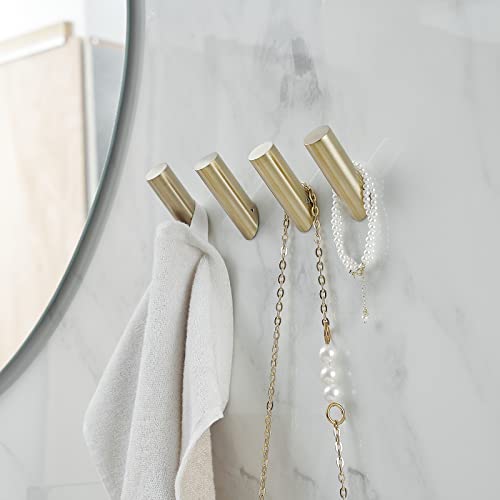 Bwe Bathroom Towel Hooks 4 Pack Brushed Gold Wall Mounted Coat Hooks Sus 304 Stainless Steel Heavy Duty Wall Hooks For Bathroom Bedroom Kitchen Closet Cabinet #TOP1