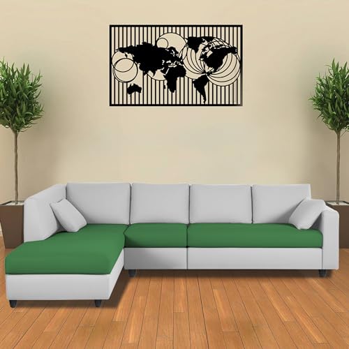 Image of Florian LHS 6 Seater L Shape Sofa Set for Living Room (Green Grey Fabric) Premium Fabric Sofa