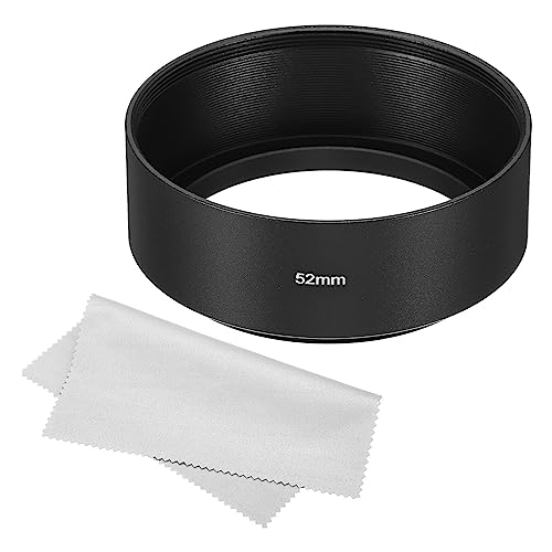 PATIKIL 52mm Lens Hood, Standard Focus Frosted Surface Anti-reflective Inside Hood with Cleaning Cloth for Camera Lens, Black for Nikon, for Fujifilm, for Pentax, for Leica