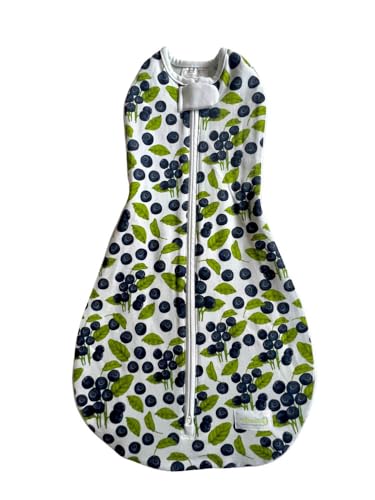 Image of Woombie Grow with Me Baby Swaddle - Convertible Self-Soothing Swaddle Fits Babies 0-18 Months - Expands to Hands-Free, Legs-Out Wearable Blanket - Blueberries