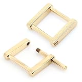 CRAFTMEMORE Rectangle Screw Rings Buckle Strap Connector Rectangular Shackle Screw Purse Bag Loop 4pcs (1 Inch, Gold)