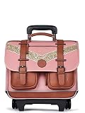 Cartable à roulettes 38cm Caméléon Vintage Fantaisy avec 2 Compartiments - Idéal pour l'école Primaire et la rentrée Scolaire en CP, CE1 et CE2 pour Fille et garçon