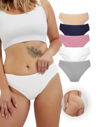 ALYA UNDERWEAR Premium Damen-Unterwäsche, Bio-Baumwolle, Mittlere Taille, Damenhöschen, Atmungsaktiv, Bequem, Weiches Höschen, Flexibel, Damen-Slips (Multicolor-P04, M)