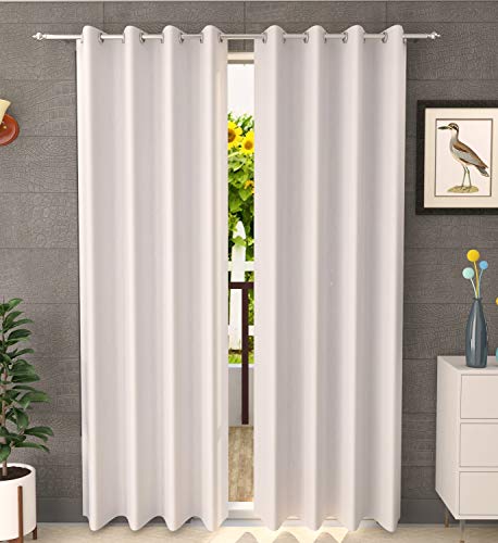 Image of LaVichitra 2 Piece Premium Suede Curtains - Thermal Insulated, 3 Layered, 100% Opaque Long Door Curtain, 75% Light Blocking - 8 ft, Cream