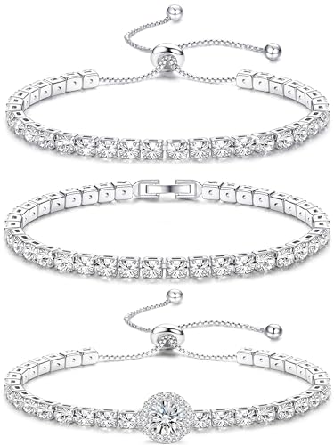 ✨BRACCIALE REGOLABILE CON ZIRCONI✨è incastonato con zirconi rotondi da 4 mm e zirconi rettangolari AAAAA da 5*2,5 mm su una base a 4 punte placcata oro 18 carati. Questo bracciale tennis mozzafiato ha un effetto scintillante di lunga durata e sarà come nuovo per molto tempo. Gli zirconi scintillanti sono incastonati saldamente nel bracciale grazie a un attacco a 4 punte, che riduce il rischio di caduta degli zirconi.