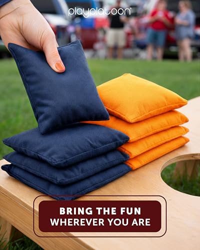 Image of Play Platoon Cornhole Bags Weather Resistant- Set of 8 Regulation Bean Bags for Tossing- Official Professional Size & Weight Corn Hole Bags Two Color All Weather Cornhole Beans Bag Set with Tote Bag