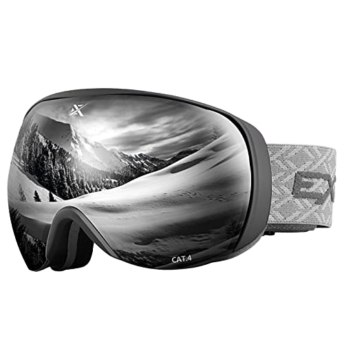 Extremus MilkRun Ski Goggles, Lightweight Snow Sports Goggles, Wide View Snowboard Snow Goggles for Men Women, Matt Black Frame, Dark Pewter Crystal Tint Lens