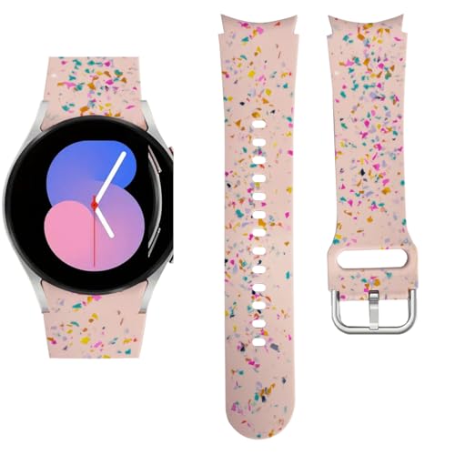 JunXiangRui No Gap Band Compatible for Samsung Galaxy Watch 6 5 & 4 Band 44mm 40mm/Watch 5 Pro Band 45mm/Galaxy Watch 4 Classic 46mm 42mm Band,20mm Quick Release Sport Band Replacement for Galaxy Watch 5 4 (20mm, pink)