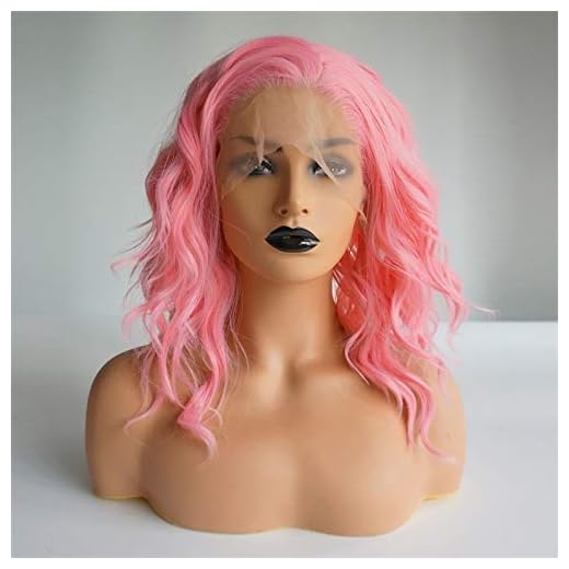 XACIUESD Kvinnor 65cm värmebeständig fri del svart/rosa/vit/blå/röd lockig daglig lång syntetisk spetsfront peruk (Color : 16 Rose Inches, Size : 1)