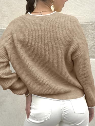 Saodimallsu Womens Fall Knit Sweaters Casual Long Sleeve Crewneck Good Vibe Loose Pullover Sweater Tops3