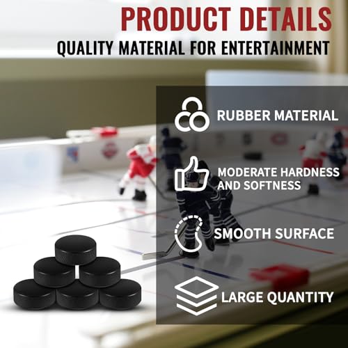 RoundFunny 6 Pcs 6/12 Pack Small Hockey Puck Bulk 1.4 x 0.5 Inch Mini Table Hockey Puck Accessories for Table Indoor Game Adults Fun Entertainment Equipment Gifts - Thumbnail 3