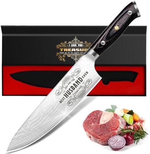 Gifts for Him Husband Men Anniversary Fathers Day, 8 inch Professional German Stainless Steel 1.4116 Chef Knife, Engraved Best Husband Ever Knife Gift, Birthday Gifts for Men Husband Him 20 cm