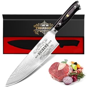 Gifts for Him Husband Men Christmas Anniversary Day, 8 inch Professional German Stainless Steel 1.4116 Chef Knife, Engraved Best Husband Ever Knife Gift, Birthday Gifts for Men Husband Him 20 cm