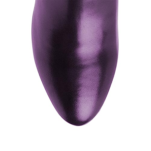 FOWT Women Pointed Toe Knee High Boots Chunky Block Mid Heel Riding Boots Side Zipper Work Fall Winter Shoes Size 4-15 US4