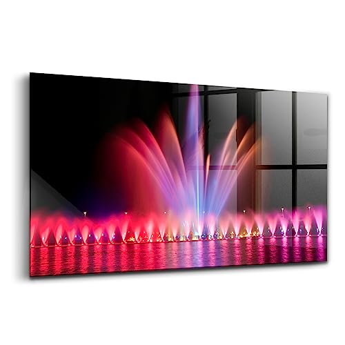Peinture murale en verre Wallfluent 100x50cm de la fontaine de Wroclaw la nuit pour salon