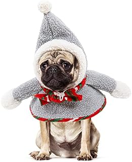 Faveetie Christmas Santa Dog Costume Pet Clothes Xmas Coat with Hat Sweater Winter Warm Outfit for Small Medium Dogs Cats Christmas Party Pet Cosplay Costumes Dressing up, Gray