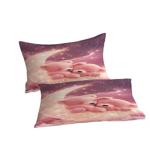 Couvre-lit microfibre ours lunaire parure de couette 3 pièces King