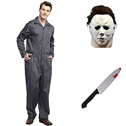 thematys Set di Costumi da Film Horror di Michael Myers con Maschera e Coltello in 5 Diverse Misure - Perfetto per Il Carnevale, Il Carnevale e Halloween (L)