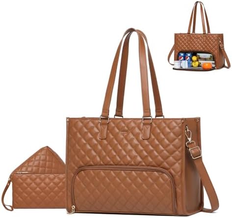 Keyli 3PCS Sets Lunch Tote bag for Women,15.6 Inch Laptop Work Bag with Insulated Lunch Box Compartment Computer Handbag