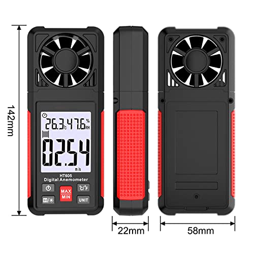 Handheld Anemometer, Digital Wind Gauges Wind Speed Meter Measures Wind Speed, Temperature, Humidity With Large Backlit Lcd Display, Max/Min, Data Hold For Shooting Windsurfing Fishing Hunting Ht605 #TOP6