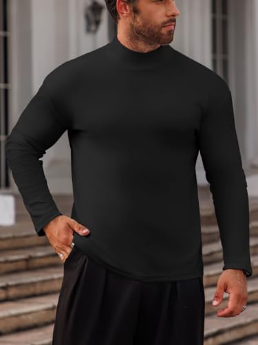 Men's Slim Fit Knitted Sweaters Long Sleeve Mock Turtleneck Pullover Solid Casual Basic Tops for Men3