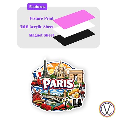 Image of Paris Acrylic Fridge Magnet - UV Textured Printed, Stylish Multicolor Magnet for Fridge, Wardrobe & Metal Surfaces, Pack of 1 (Paris)