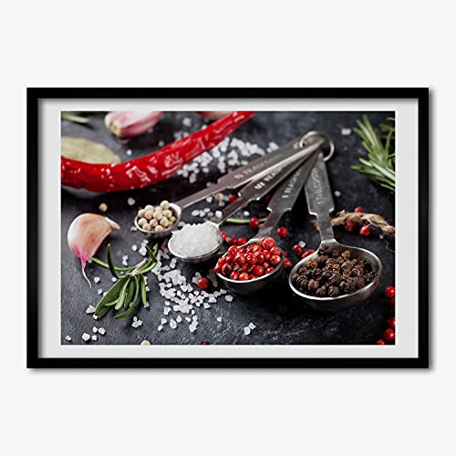 Affiche 70x50 cm Tulup Cadre MDF Photo Tableau Décoratif Cuisine Épices
