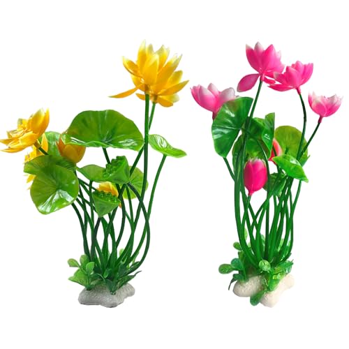 CICK SEED Artificial Lotus Flowers for Aquarium, 2 Pack