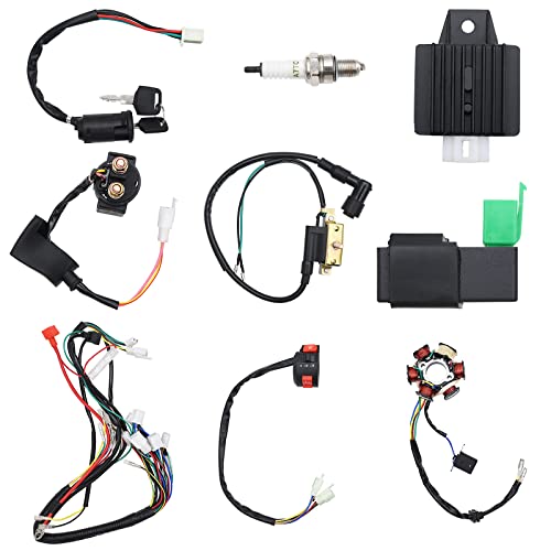 KAOLALI Arnés de Cables Quad ATV para 50cc, 70cc, 90cc, 110cc, 125cc, Conjunto de Cableado Eléctrico de Arranque para ATV, quad, bicicleta, buggy, Go Kart(Paquete de 9)