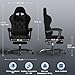 Devoko Gaming Stuhl Stoff ergonomisch mit Massagefunktion und Fußstütze, Taschenfederkernpolster, 135° verstellbar, atmungsaktiv für Home Office oder Gaming Zimmer schwarz