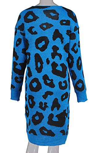 image for Angashion Women's Long Sleeves Leopard Print Knitting Cardigan Open Fr