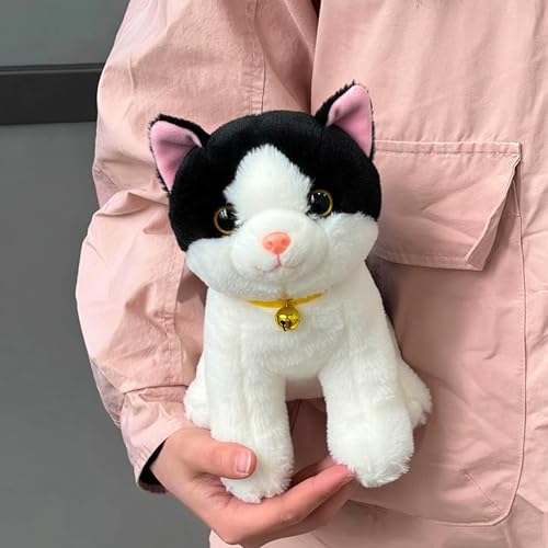 Image of Tickles Cute Sitting Cat Soft Stuffed Plush Animal Toy for Kids Boys & Girls Birthday Gift (Size: 30 cm Color: Black & White)