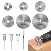 HSS Kreissägeblätter Set mit Schraubendreher, 6 Mini Sägeblätter mit 3 Aufnahmeschäften Rotationswerkzeug, Trennscheiben für Holz Kunststoff Metall Schneiden, DIY Zubehör Kit