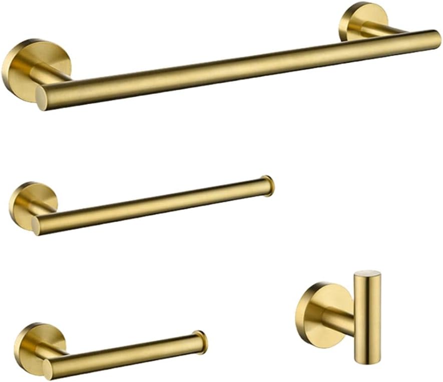 Brush Gold Bathroom Hardware Accessories Set Towel Bar Paper Holder Towel Ring Robe Hook Round Classic Bathroom Fittings,Hook 2 Pieces,One Size