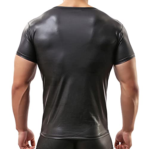 Men's Faux Leather VST Tight Sleeveless Tops Slim Fit Undershirt Clubwear4