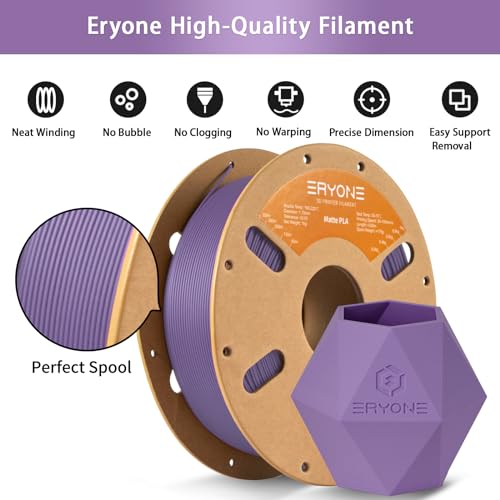 Image of ERYONE Matte 3D Printer PLA Filament 1.75 + /- 0.03mm, Matte Filament PLA 1KG(2.2LBS) Spool, Blue Lilac