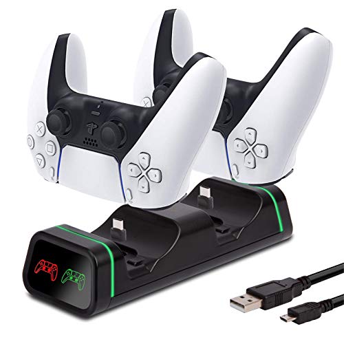 Chargeur Manette PS5, Station de Charge Double Manette Playstation 5/Xbox Series X/S/Xbox One Elite Série 2/Switch Pro/Google Stadia, Accessoire PS5
