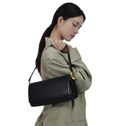 Black Leather Shoulder Bag Black Handbags Purses Leather Shoulder Purse Women Genuine Leather Handbags2