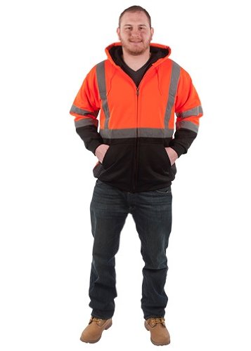 Utility Pro UHV425-ORG/BK-L Hi-Vs Hooded Sweatshirt Orange/Black