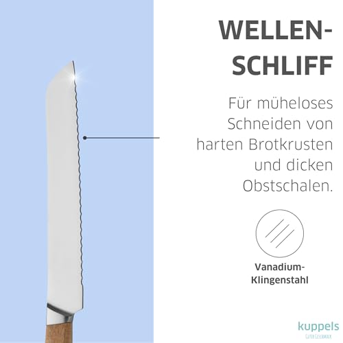 Foto von Kuppels WOOD Brotmesser Wellenschliff, 20 cm Klinge, Chrom-Vanadium-Stahl