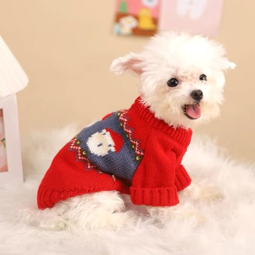 Katzenpullover Gestrickter Hundepullover, Warme Haustier Pullover für Kätzchen und kleine Hunde (S) - Weihnachten Muster Strickwaren