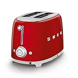 Smeg TSF01RDUK - Tostador (2 rebanada(s), Rojo, Acero, Botones, Giratorio, 950 W, 220-240 V)
