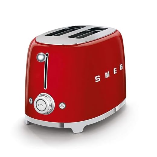 Smeg TSF01RDUK - Tostador (2 rebanada(s), Rojo, Acero, Botones, Giratorio, 950 W, 220-240 V)