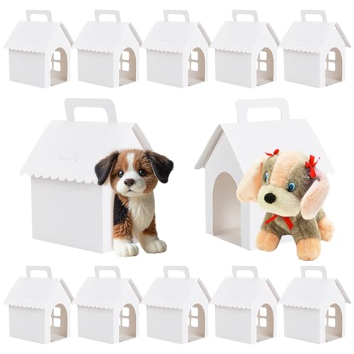 BENECREAT 30 Packung Partygeschenkboxen Für Hunde 10x12x18cm Weiße Hundehüttenboxen Mit Quadratischem Fenster Für Die Dekoration von Geburtstagspartys Zur Adoption von Welpen