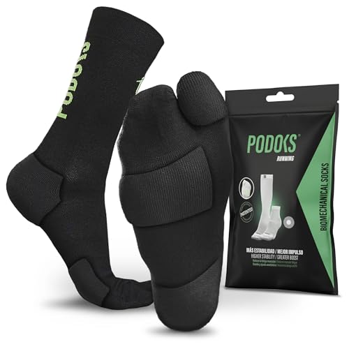 PODOKS® Calcetines Running Hombre y Mujer | Compresión deportiva y almohadillado estratégico | Alivia Fascitis Plantar | Sirve para Padel, Crossfit y más