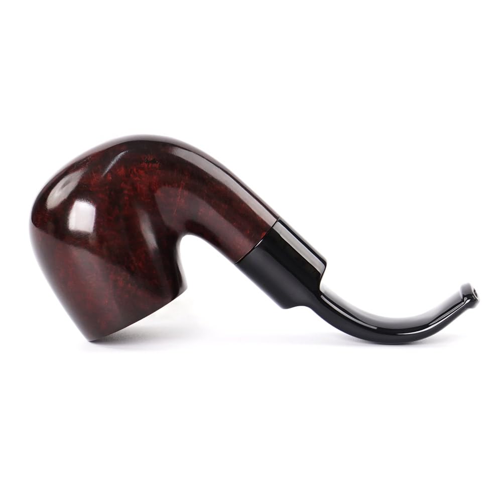 MUXIANG Tabakpfeife aus Holz, 9 mm, gebogener Stiel, handgefertigte Bruyère-Rauchpfeife AA0135S