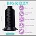 Big Kizzy Black 1400m Nylon Thread for Hair Extensions, Sew in Human Hair Weft and Wigs - Non-Slip and Comfortable Hold for Hand and Machine Tied Weft