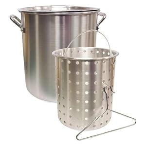 Camp Chef Aluminum Pot & Basket – Includes Lid, Basket & Removal Hook – Perfect for Boiling, Simmering & Steaming – Easy-to-Clean Cooking Pot – 32 Quart Pot